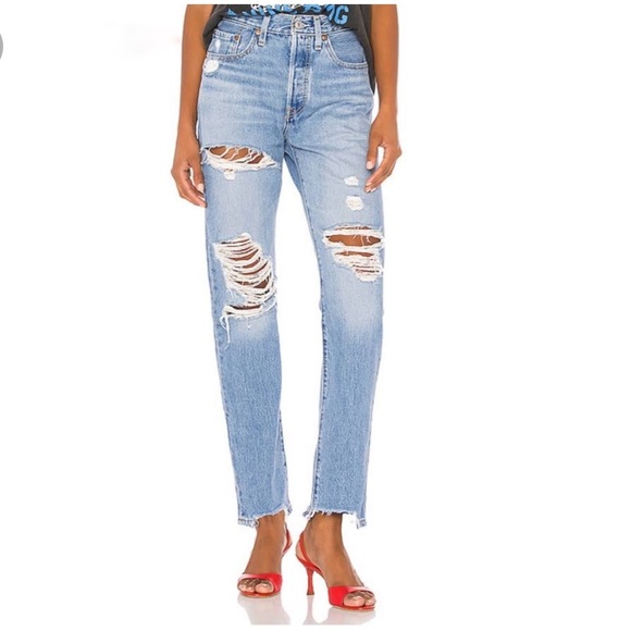 Levi's Denim - Levi’s 501® ORIGINAL FIT RIPPED WOMEN'S JEANS size 28